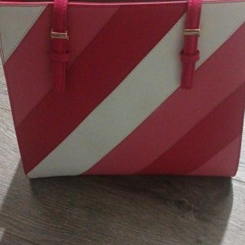 Stylish Pink and White Striped Tote Bag
